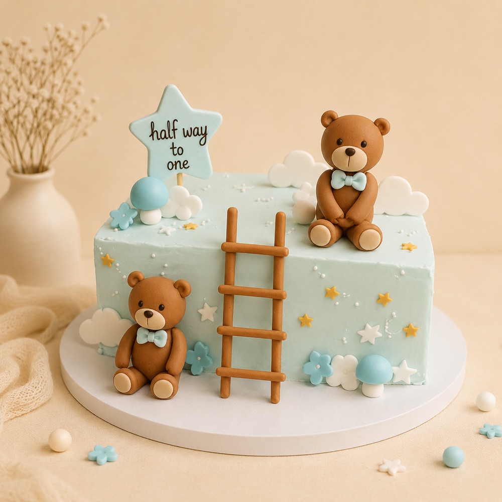 Half Birthday Teddy Cake