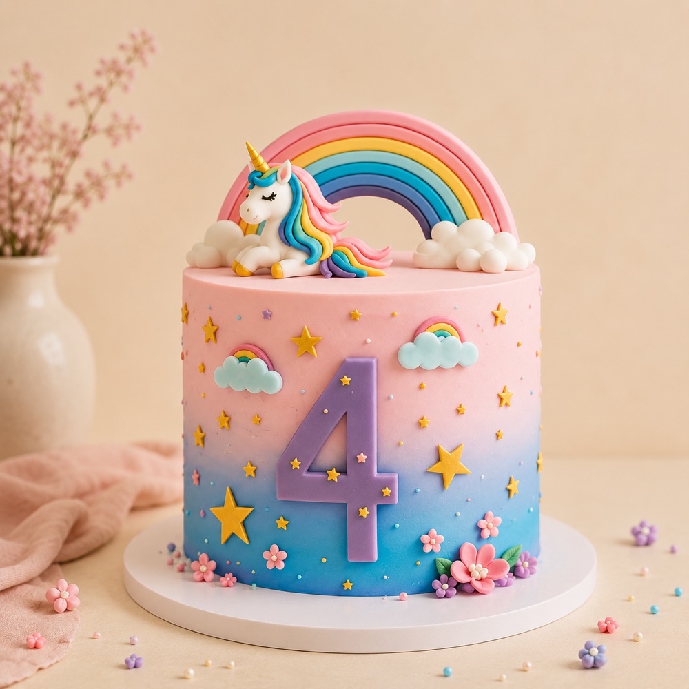 Unicorn Rainbow Birthday Cake