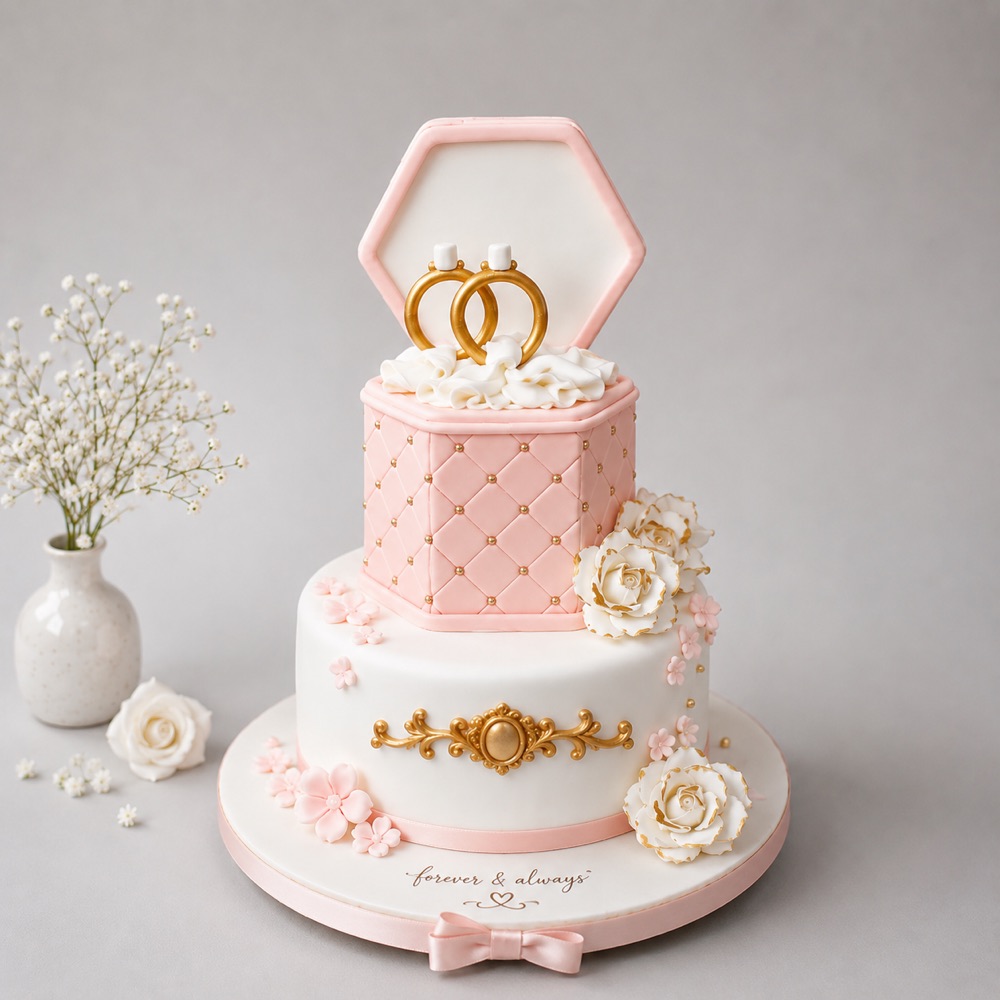 Ring Box Theme Engagement Cake
