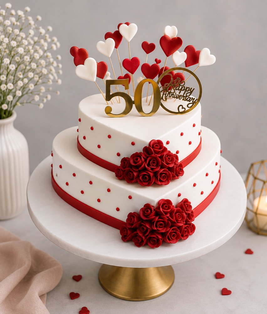 Two Tier Heart Theme Cake